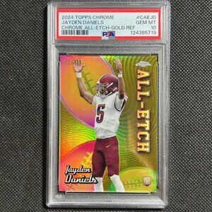 2024 Topps Chrome All-Etch GOLD Refractor Jayden Daniels Rookie /50 PSA 10 GEM